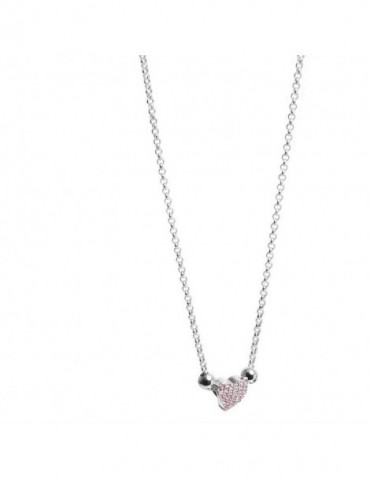 Jack&co | Dream | Collana in argento 925‰ con cuore in pavè di zirconi rosa | JCN0606