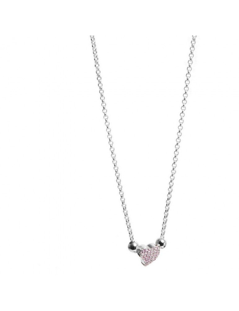 Jack&co | Dream | Collana in argento 925‰ con cuore in pavè di zirconi rosa | JCN0606