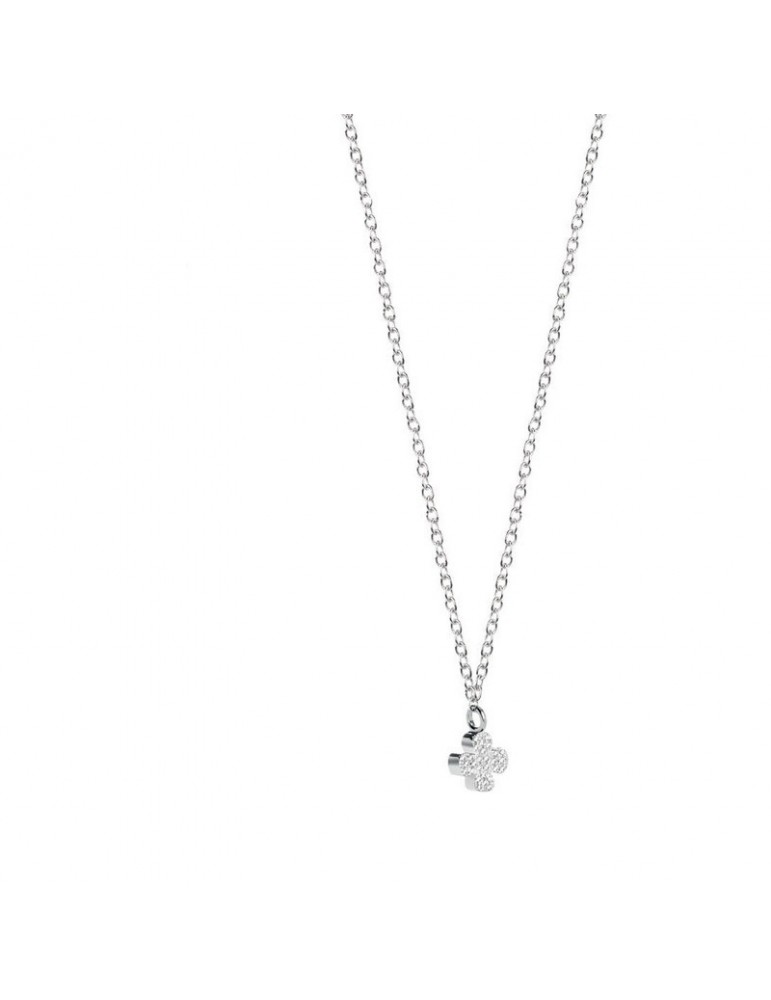 Jack&co | Classic | Collana in argento 925‰ con quadrifoglio in pavè di zirconi bianchi | JCN0703