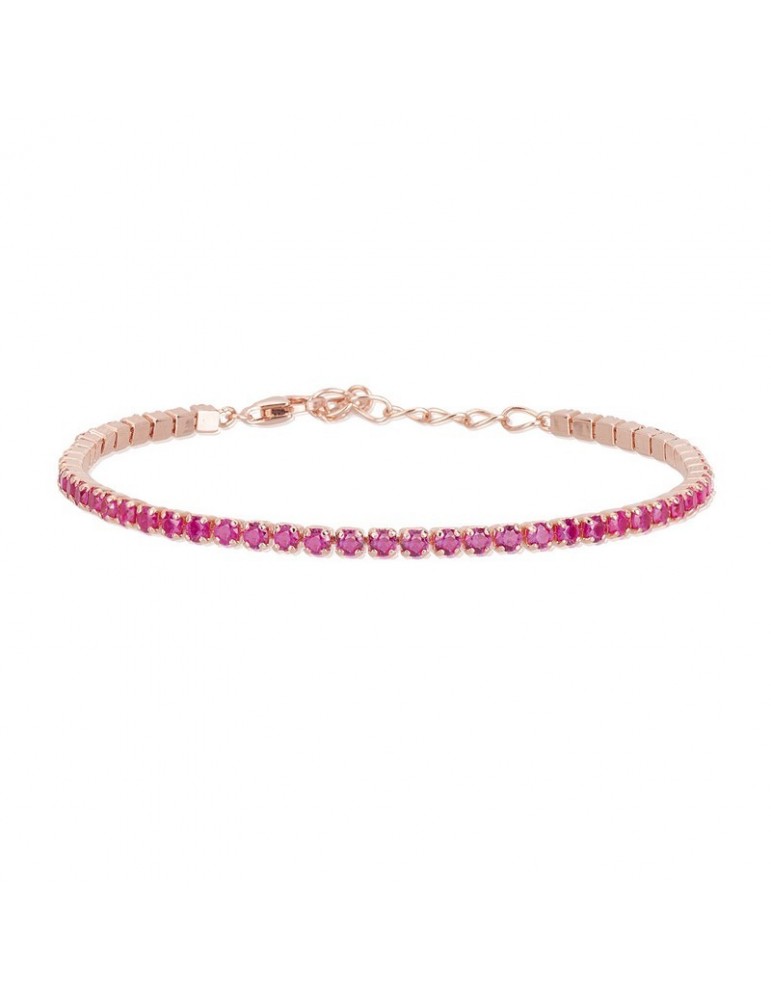 Mabina gioielli | Mini Tennis | Bracciale tennis in argento 925‰ rosato con rubini sintetici | 533327