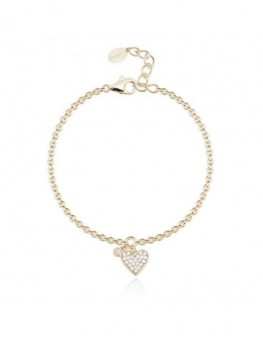 Mabina gioielli | One Love | Bracciale in argento 925‰ dorato con cuore in pavè di zirconi bianchi | 533450