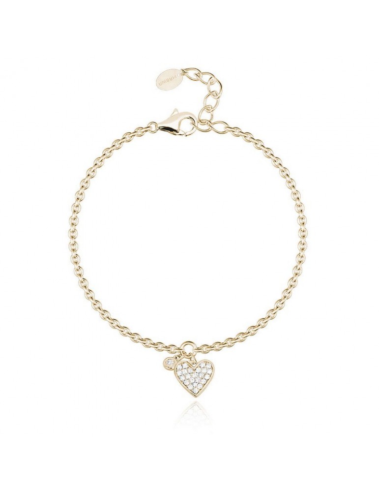 Mabina gioielli | One Love | Bracciale in argento 925‰ dorato con cuore in pavè di zirconi bianchi | 533450