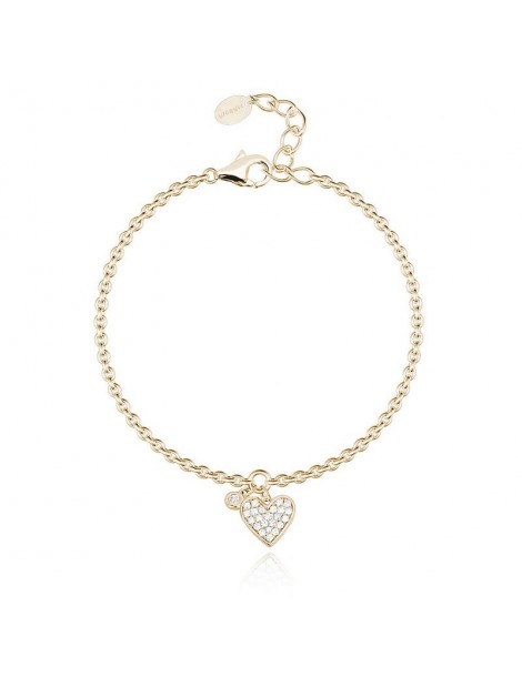 Mabina gioielli | One Love | Bracciale in argento 925‰ dorato con cuore in pavè di zirconi bianchi | 533450