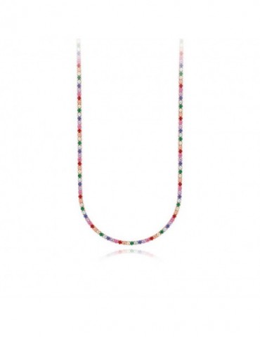 Mabina gioielli | Mini Tennis | Collana tennis in argento 925‰ rosato con zirconi multicolor | 553326