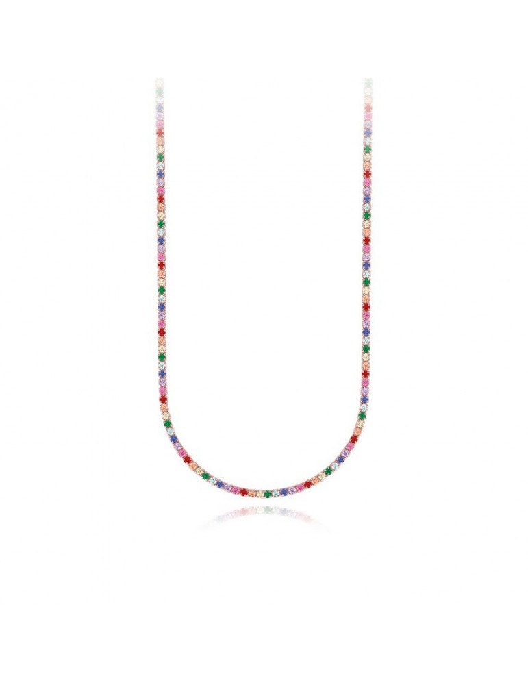 Mabina gioielli | Mini Tennis | Collana tennis in argento 925‰ rosato con zirconi multicolor | 553326