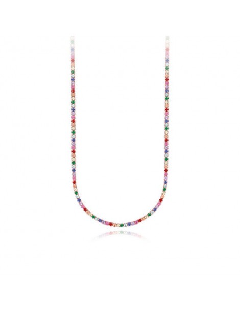 Mabina gioielli | Mini Tennis | Collana tennis in argento 925‰ rosato con zirconi multicolor | 553326