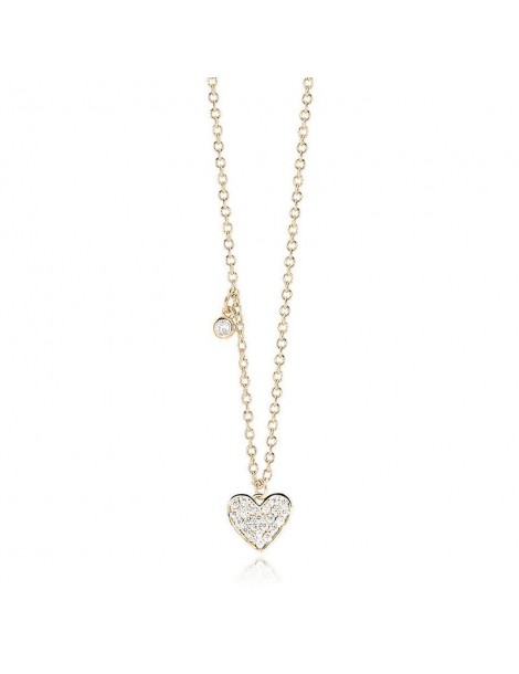 Mabina gioielli | One Love | Collana in argento 925‰ dorato con cuore in pavè di zirconi bianchi | 553397