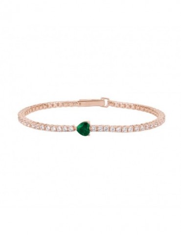 Mabina gioielli | Tennis Club | Bracciale tennis in argento 925‰ con smeraldo sintetico e zirconi bianchi | 533440