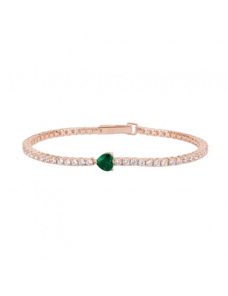 Mabina gioielli | Tennis Club | Bracciale tennis in argento 925‰ con smeraldo sintetico e zirconi bianchi | 533440