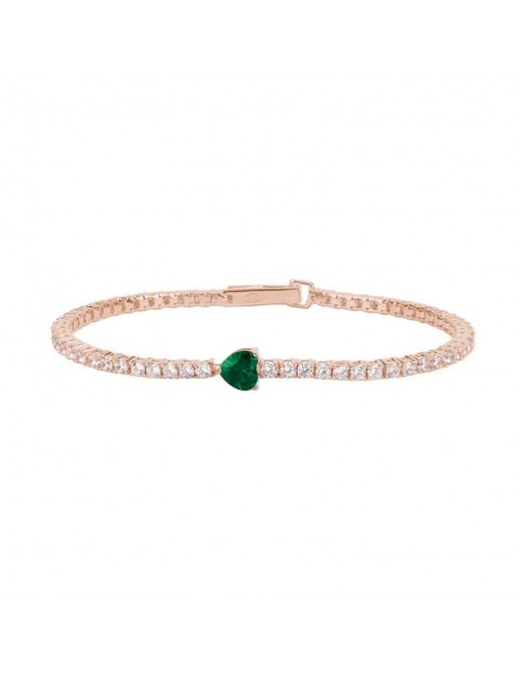 Mabina gioielli | Tennis Club | Bracciale tennis in argento 925‰ con smeraldo sintetico e zirconi bianchi | 533440