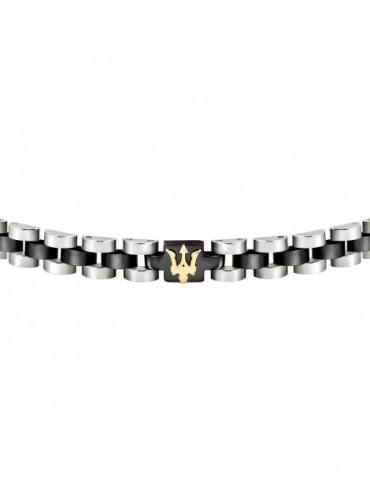 Maserati | Jewels | Bracciale in acciaio PVD nero con logo | JM320AST08