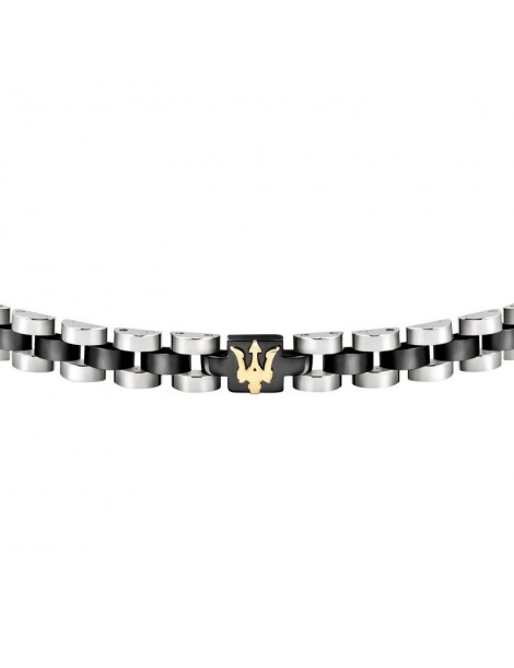 Maserati | Jewels | Bracciale in acciaio PVD nero con logo | JM320AST08