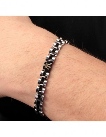 Maserati | Jewels | Bracciale in acciaio PVD nero con logo | JM320AST08