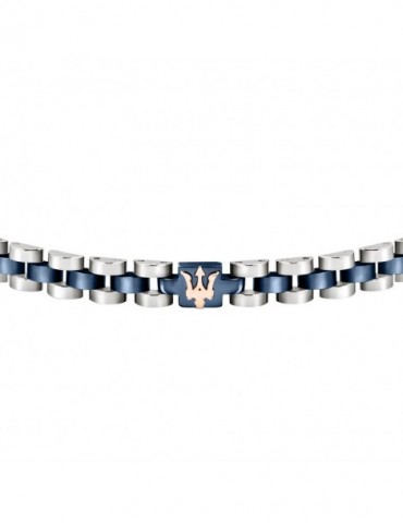 Maserati | Jewels | Bracciale in acciaio PVD blu con logo in PVD rosa | JM320AST10