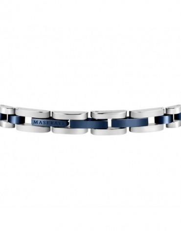 Maserati | Jewels | Bracciale in acciaio PVD blu con logo in PVD rosa | JM320AST10