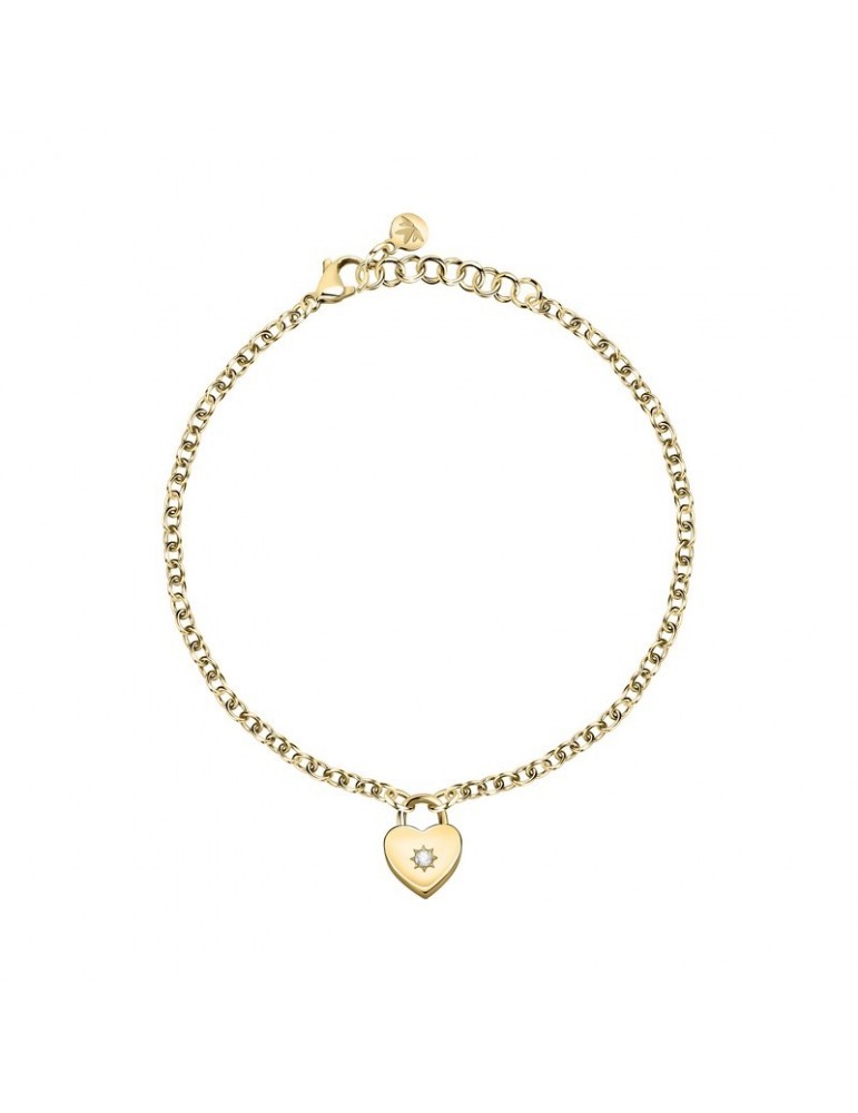 Morellato | Abbraccio | Bracciale in bronzo dorato con cuore e cristallo bianco | SAUB18