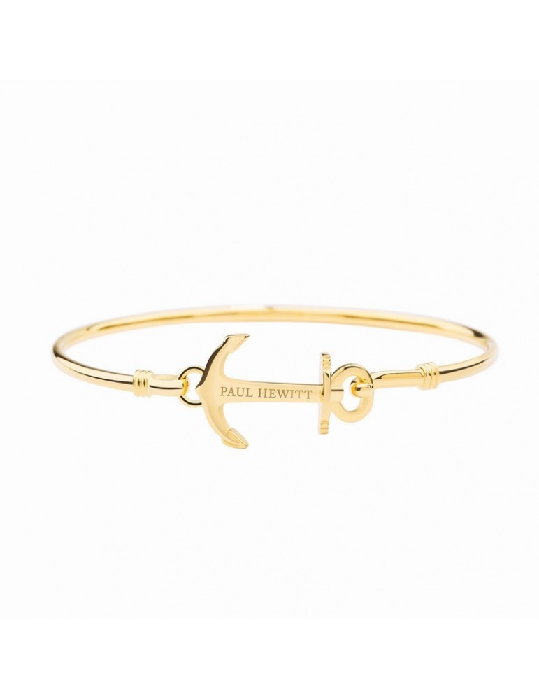 Paul Hewitt | Anchor Cuff | Bracciale rigido in acciaio PVD dorato con ancora | PHJ0049M