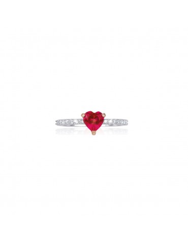 Mabina gioielli | Rouge | Anello in argento 925‰ con rubino sintetico e zirconi bianchi | 523084