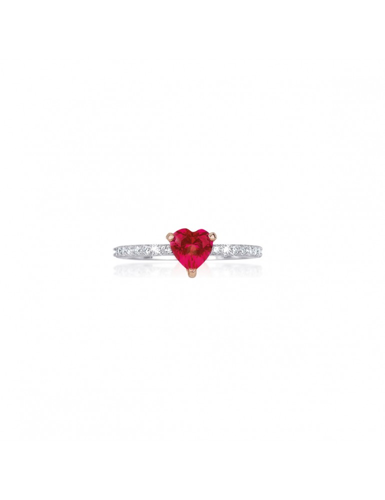 Mabina gioielli | Rouge | Anello in argento 925‰ con rubino sintetico e zirconi bianchi | 523084