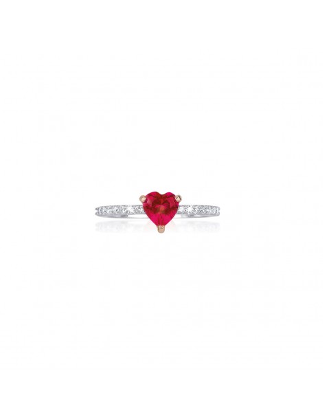 Mabina gioielli | Rouge | Anello in argento 925‰ con rubino sintetico e zirconi bianchi | 523084