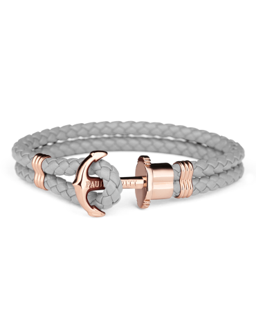 Paul Hewitt | PHrep | Bracciale in cuoio con ancora in acciaio PVD rosa | PH-PH-L-R-GR-XXL