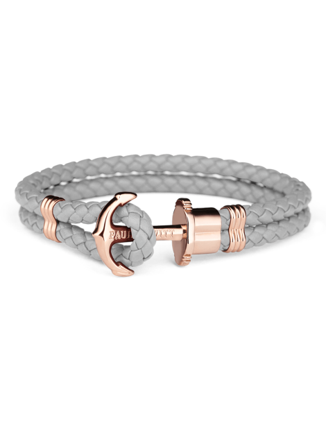 Paul Hewitt | PHrep | Bracciale in cuoio con ancora in acciaio PVD rosa | PH-PH-L-R-GR-XXL