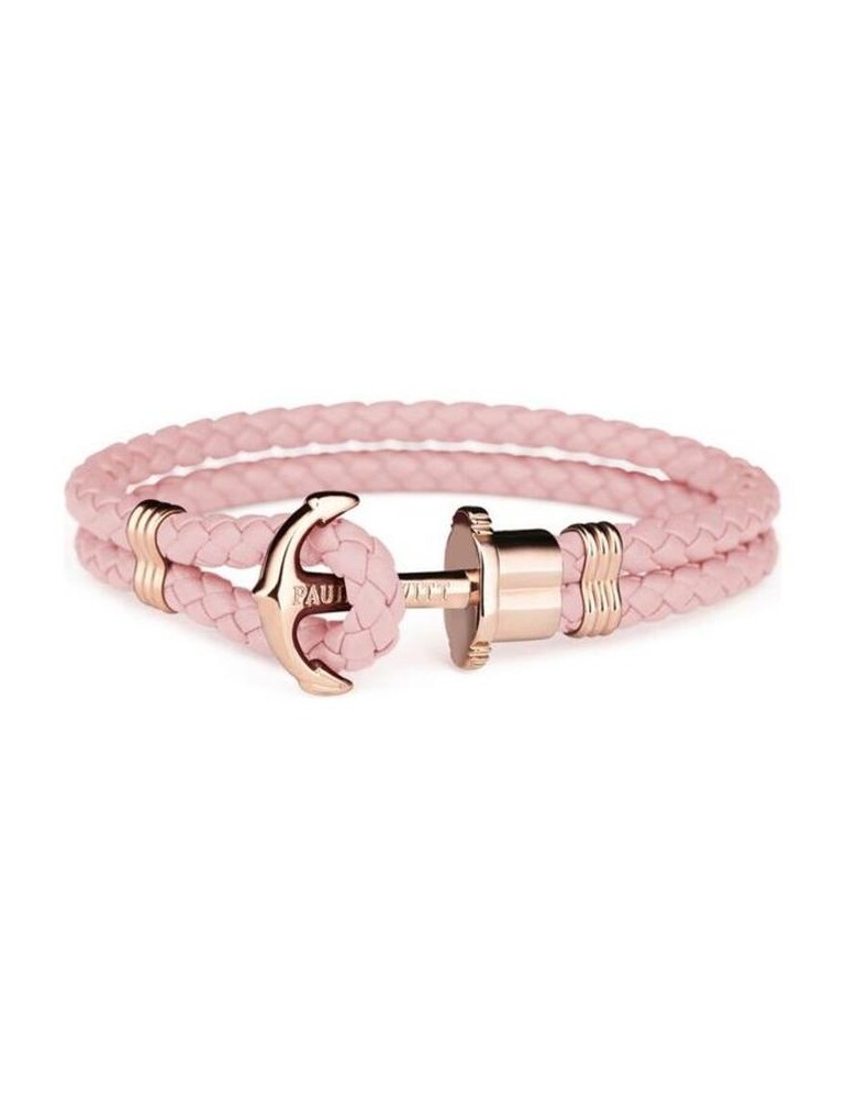 Paul Hewitt | PHrep | Bracciale in cuoio con ancora in acciaio PVD rosa | PH-PH-L-R-A-XL