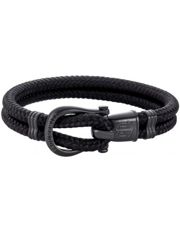 Paul Hewitt | Phinity shackle | Bracciale in tessuto e acciaio PVD nero | PHJ0123XXL