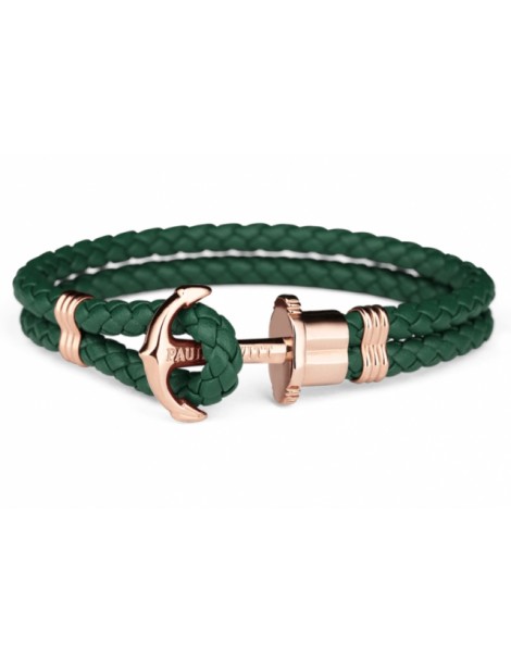 Paul Hewitt | PHrep | Bracciale in cuoio con ancora in acciaio PVD rosa | PH-L-R-G-XL