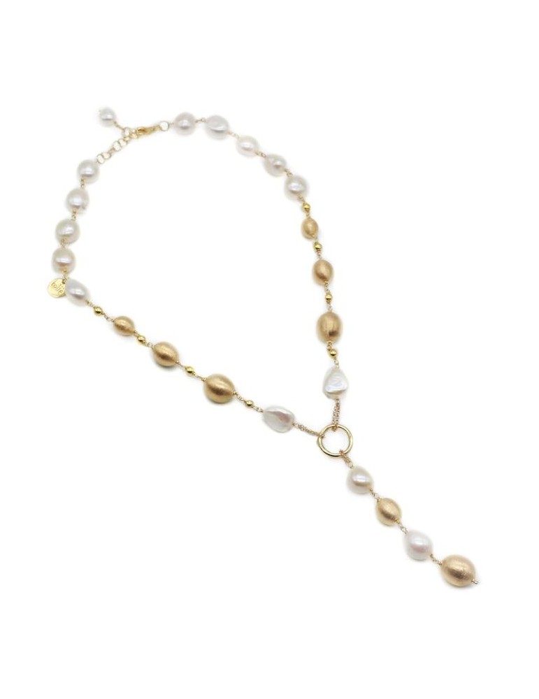 Koliè 925 | Fanò | Collana in argento 925‰ dorato con perle coltivate | CL FANO 01