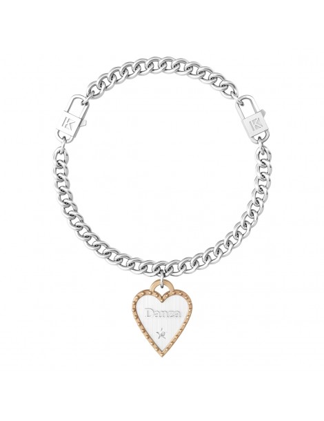 Kidult | Cuore | Danza | Bracciale a maglie in acciaio con ciondolo | 731936