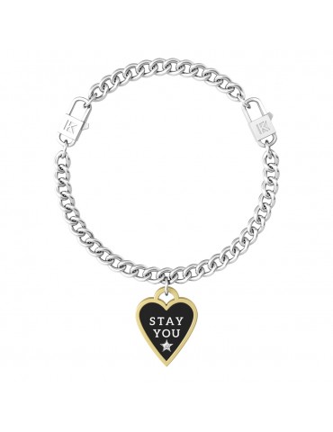 Kidult | Cuore | Stay you stay true | Bracciale a maglie in acciaio con ciondolo | 731939