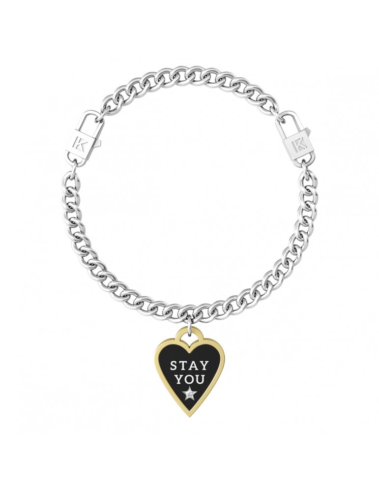 Kidult | Cuore | Stay you stay true | Bracciale a maglie in acciaio con ciondolo | 731939