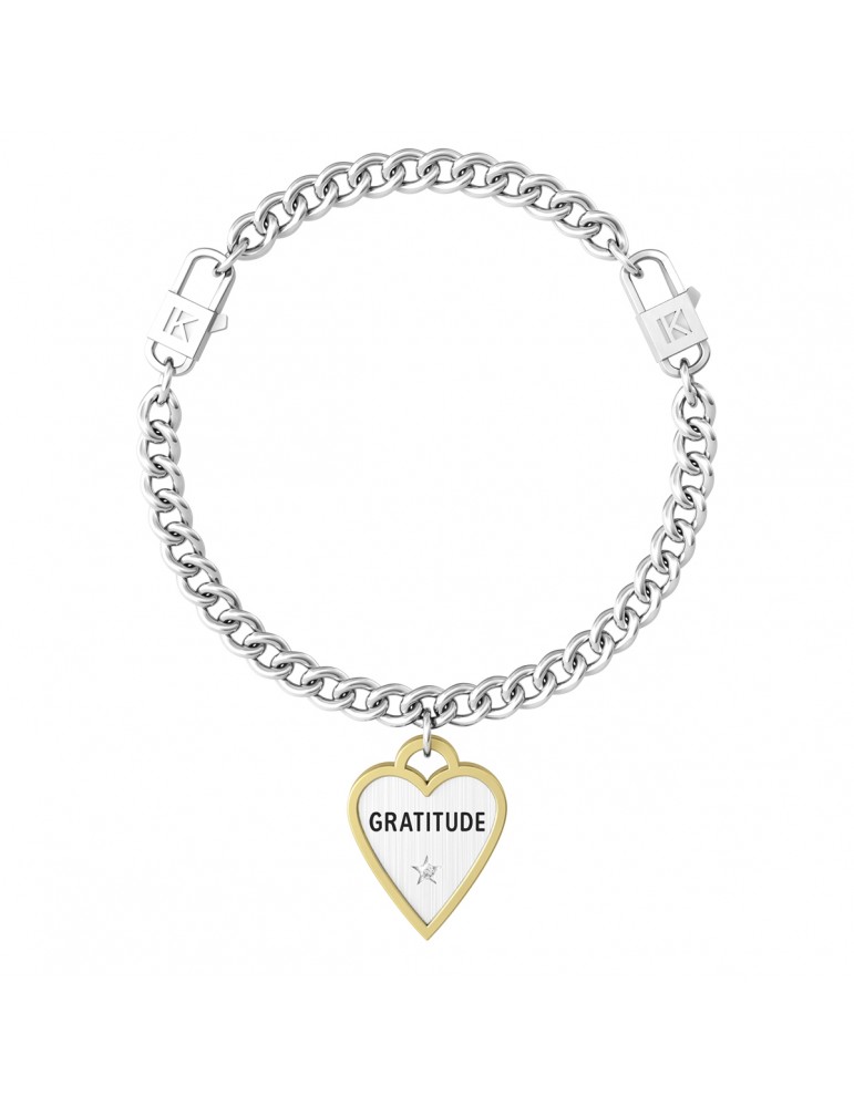 Kidult | Cuore | Gratitude | Bracciale a maglie in acciaio con ciondolo | 731940