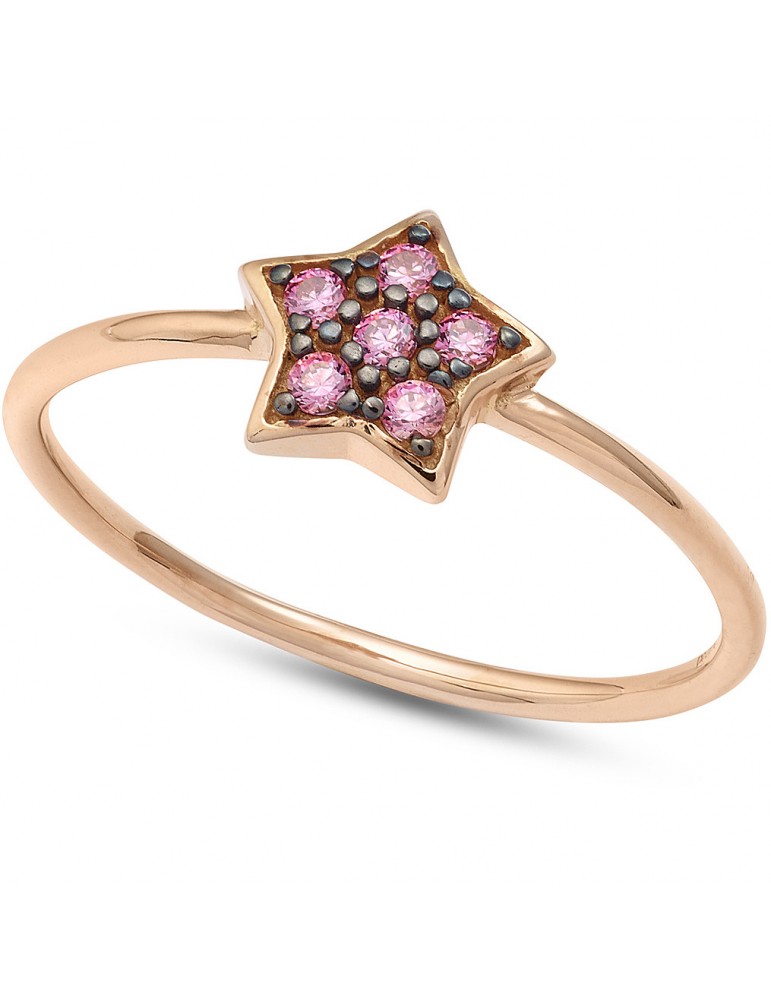 Ambrosia | Colore | Anello in Oro 750‰ con stella in pavè di zirconi rosa | AAZ 128