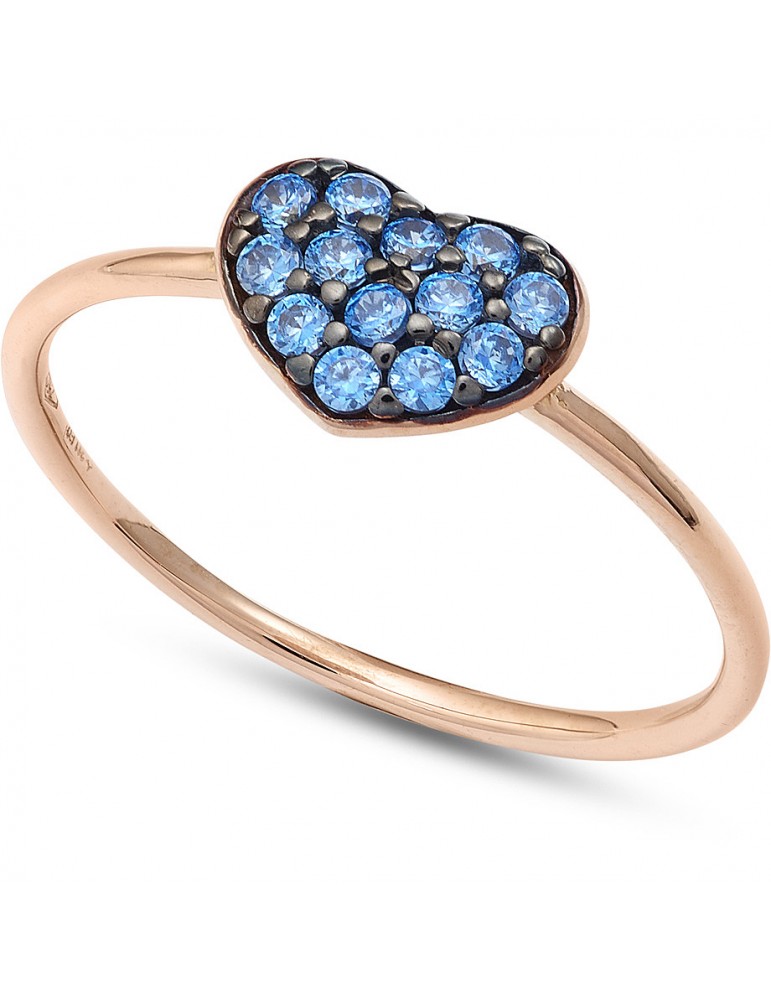 Ambrosia | Colore | Anello in Oro 750‰ con cuore in pavè di zirconi blu | AAZ 125