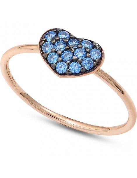 Ambrosia | Colore | Anello in Oro 750‰ con cuore in pavè di zirconi blu | AAZ 125