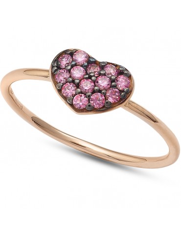 Ambrosia | Colore | Anello in Oro 750‰ con cuore in pavè di zirconi rosa | AAZ 124