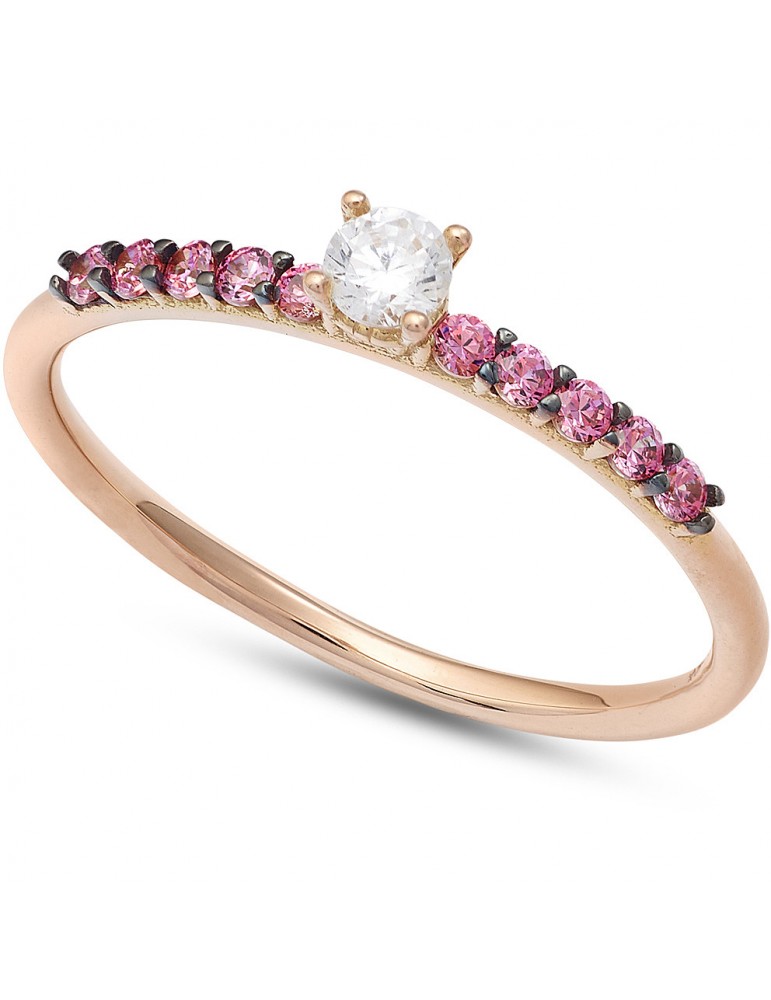 Ambrosia | Colore | Anello in Oro 750‰ con zircone bianco e zirconi rosa | AAZ 120