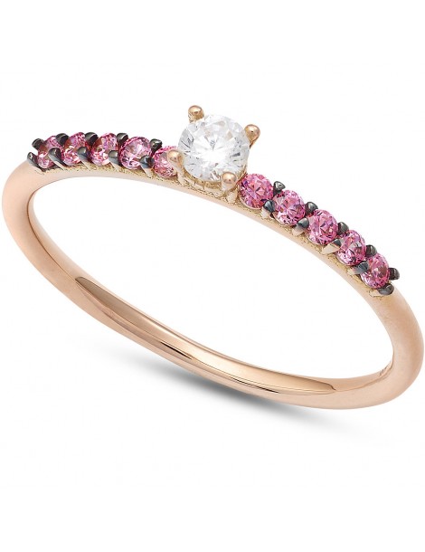 Ambrosia | Colore | Anello in Oro 750‰ con zircone bianco e zirconi rosa | AAZ 120