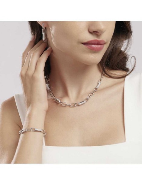 Mabina gioielli | Rue Madame | Collana in argento 925‰ a maglie ovali con zirconi bianchi | 553423