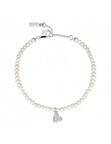 Mabina gioielli | One Love | Bracciale con perle coltivate e ciondolo in argento 925‰ con zirconi bianchi | 533539