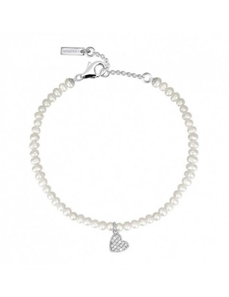 Mabina gioielli | One Love | Bracciale con perle coltivate e ciondolo in argento 925‰ con zirconi bianchi | 533539