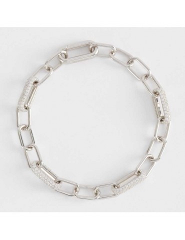 Mabina gioielli | Rue Madame | Bracciale in argento 925‰ a maglie ovali con zirconi bianchi | 533500