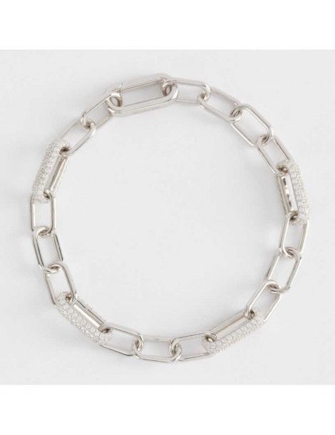 Mabina gioielli | Rue Madame | Bracciale in argento 925‰ a maglie ovali con zirconi bianchi | 533500