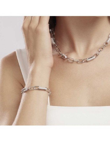 Mabina gioielli | Rue Madame | Bracciale in argento 925‰ a maglie ovali con zirconi bianchi | 533500