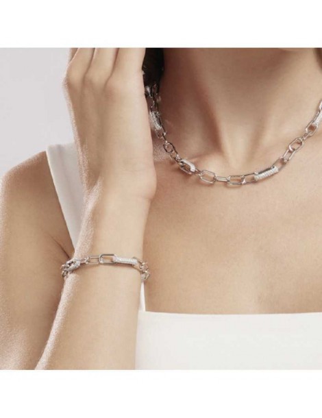 Mabina gioielli | Rue Madame | Bracciale in argento 925‰ a maglie ovali con zirconi bianchi | 533500