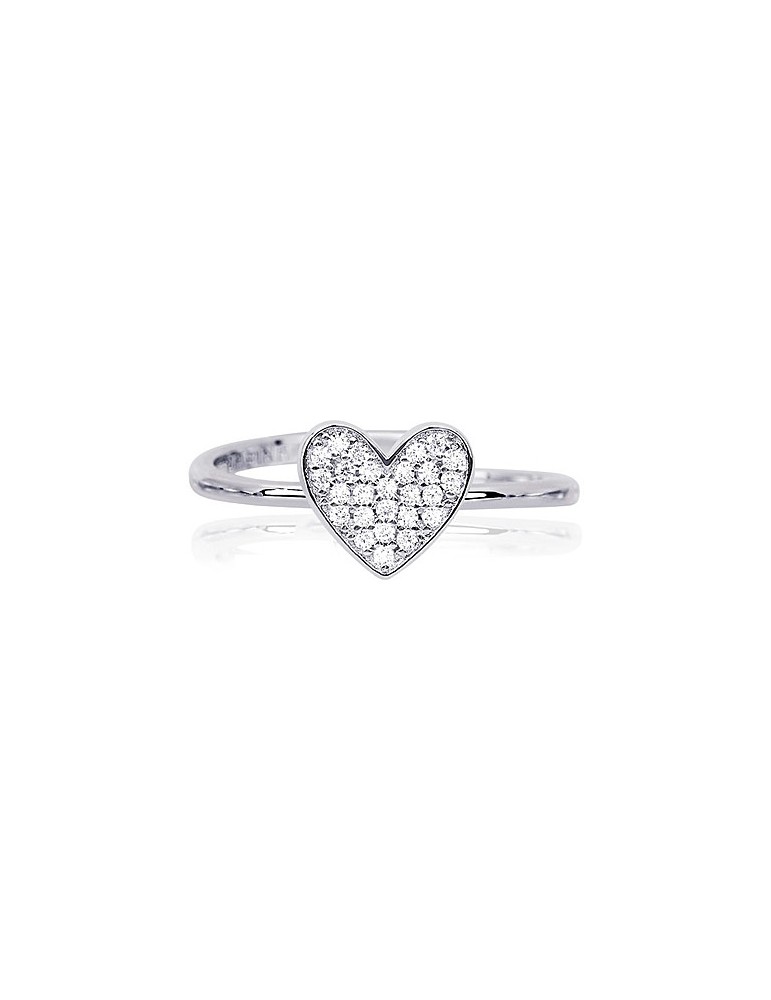 Mabina gioielli | One Love | Anello in argento 925‰ con cuore in pavè di zirconi bianchi | 523100