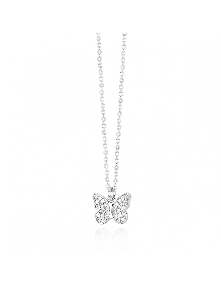 Mabina gioielli | Fly To Me | Collana in argento 925‰ con farfalla in pavè di zirconi bianchi | 553299