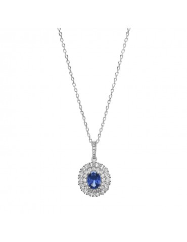 Ambrosia | Collana in argento 925‰ con zirconi bianchi e zircone blu | AAG 197